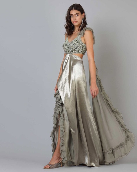 The Atelier Couture Eve Silver Gown - District 5 Boutique