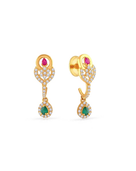 Malabar Gold and Diamonds 22 KT (916) purity Yellow Gold Malabar Gold  Earring ERSK2021A for Women : Amazon.in: Fashion