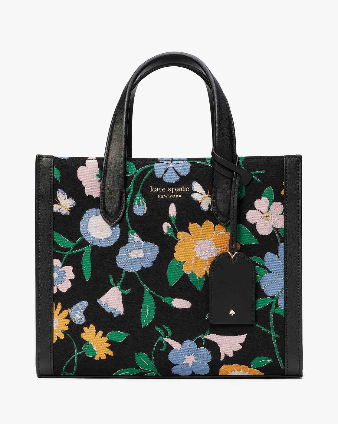 Manhattan Floral Jacquard Small Tote with Adjustable Strap