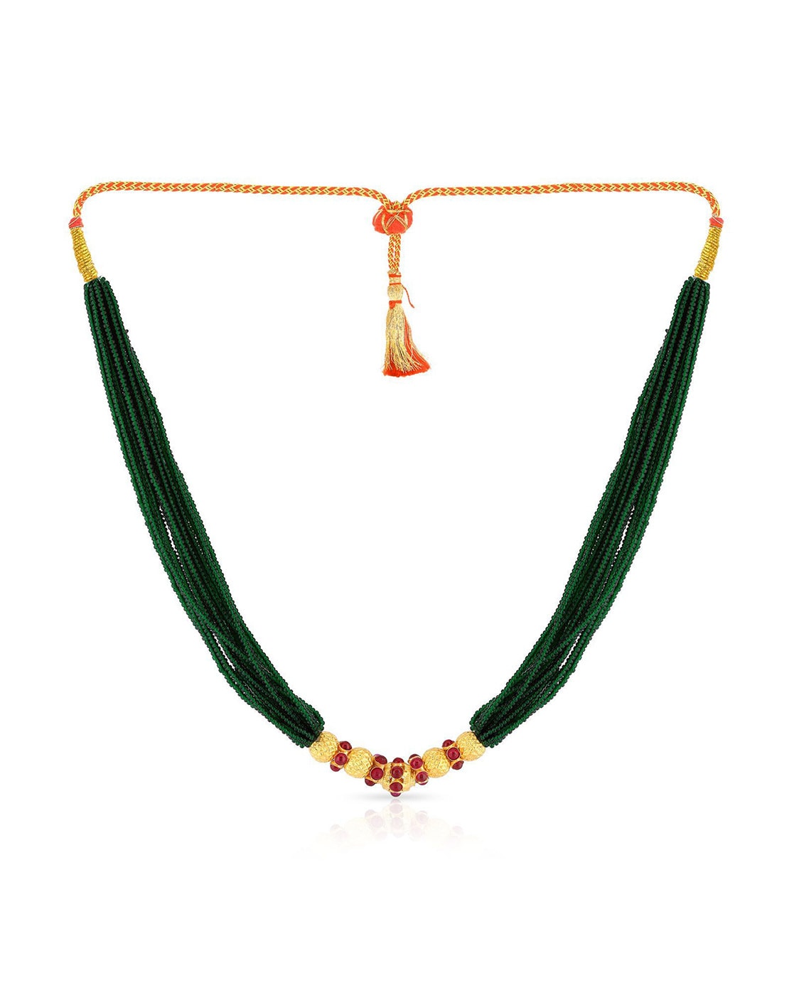 Buy Trendy Gold Tone Green Beaded Multi Stranded Necklace Designer Emerald  Beads Mala Haram Online