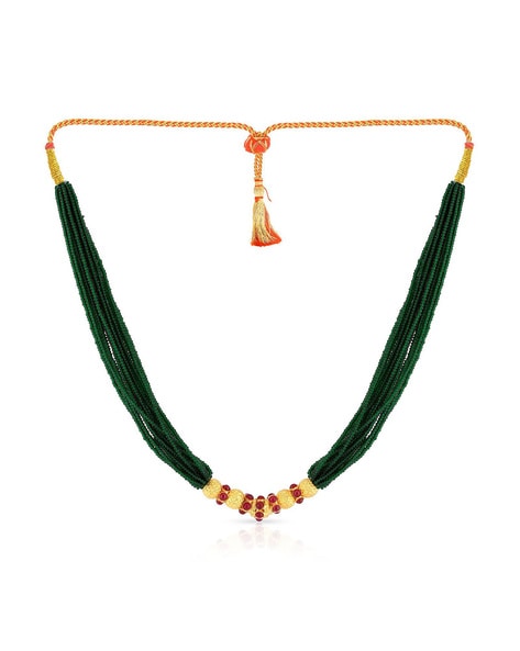 Multi color diamond-cut small beads necklace in 18 kt gold