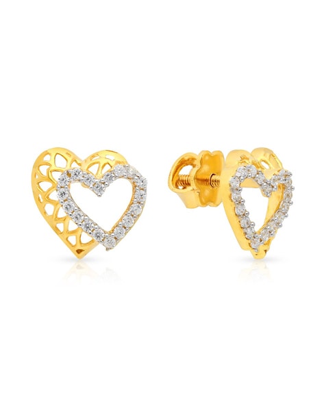Showroom of 18k gold real diamond heart earrings mga - sdg0046 | Jewelxy -  207752