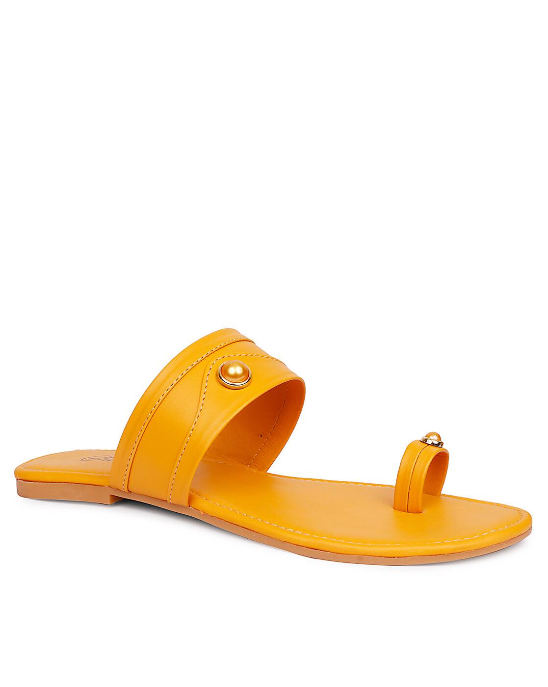 yellow box toe ring sandals