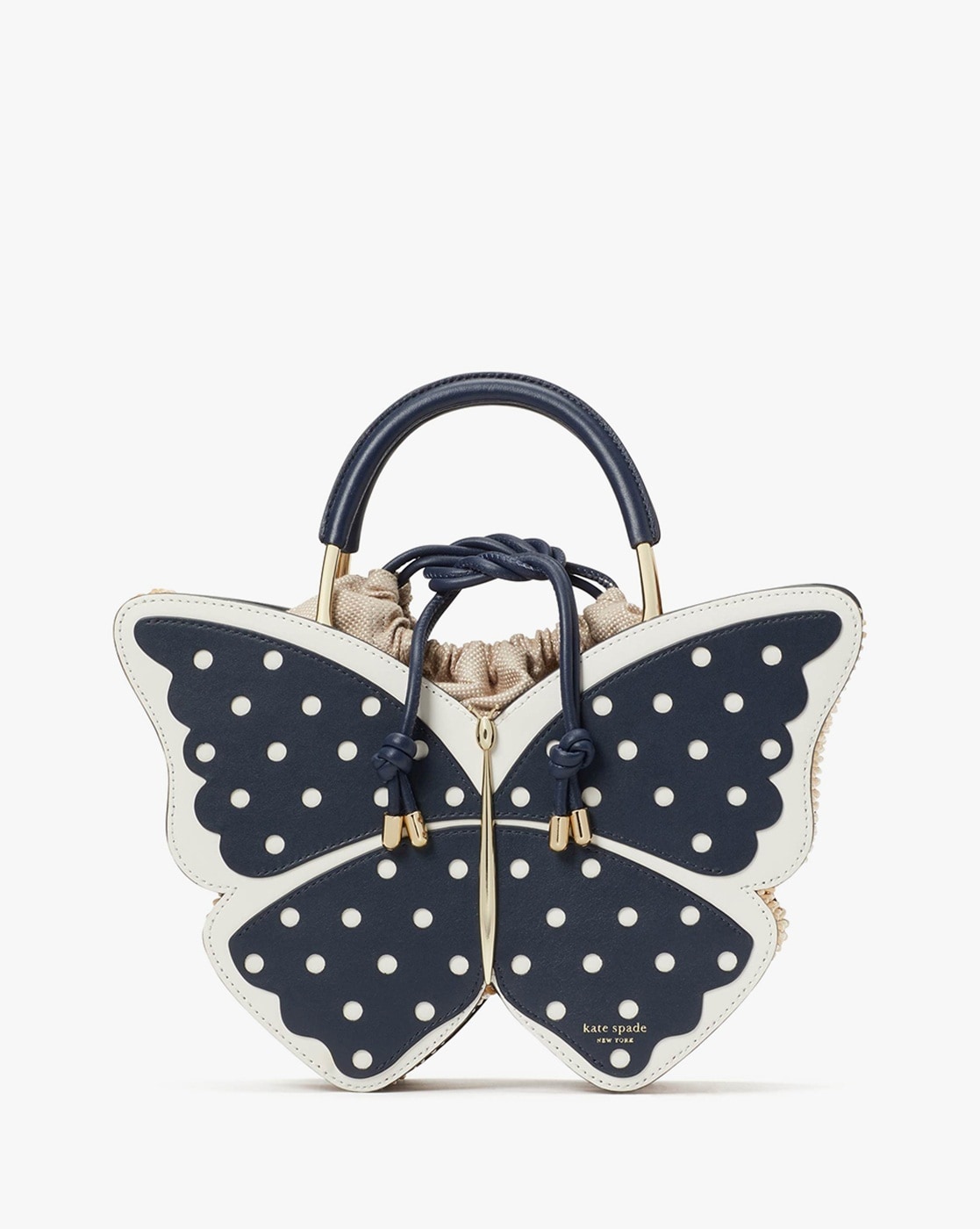 Buy KATE SPADE Wing It Polka-Dot Wicker Butterfly Satchel Bag | Blue Color  Women | AJIO LUXE