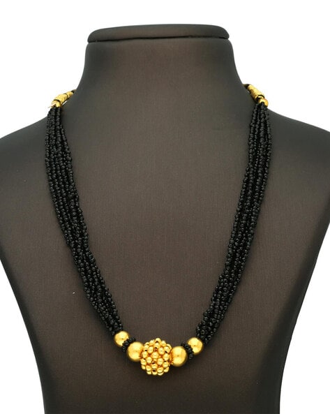 3 line gold beads Necklace