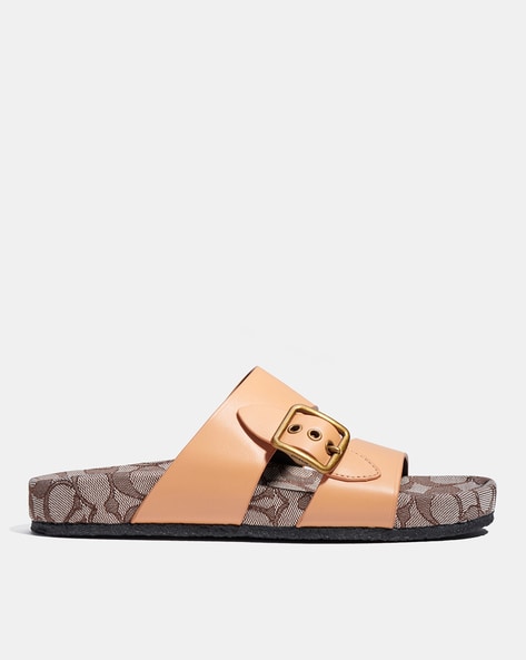 Buy Coach Addison Slip-On Sandals with Buckle Accent | Brown Color Women |  AJIO LUXE
