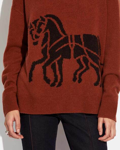 Buy Coach Horse & Carriage Wrap Intarsia Sweater | Brown Color Women | AJIO  LUXE