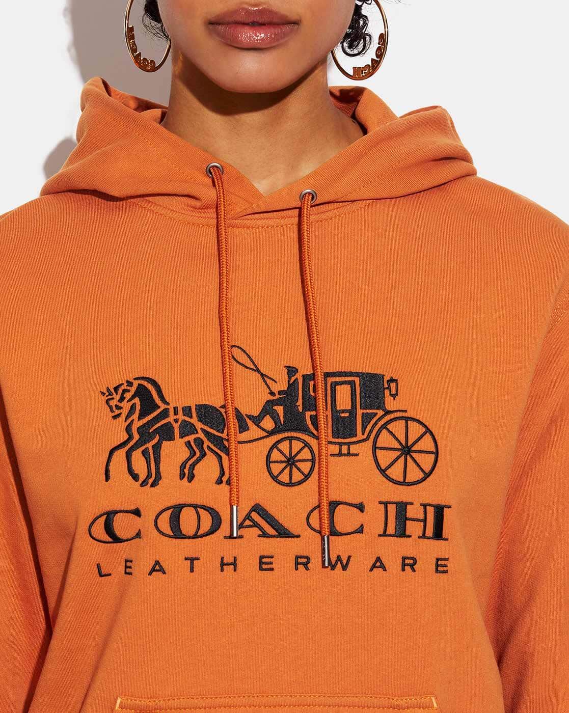 Buy Coach Horse u0026 Carriage Organic Cotton Hoodie | Orange Color Women |  AJIO LUXE