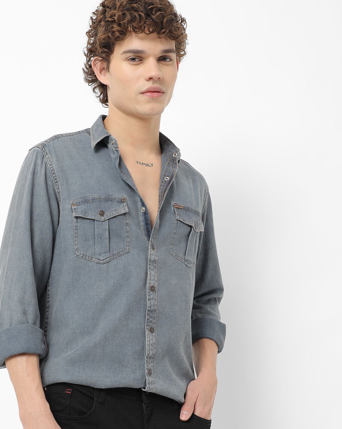 John players hot sale denim shirts