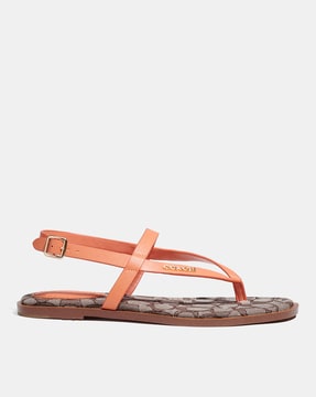 Buy Coach Josie Thong-Strap Slingback Sandals | Peach Color Women | AJIO  LUXE