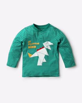 mini klub Striped Henley T-shirt with Typography-picture-37