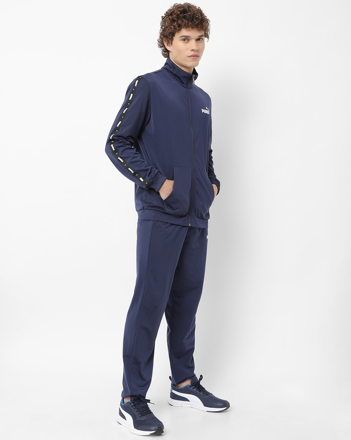 Navy blue puma on sale tracksuit