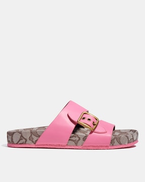 Buy Coach Addison Slip On Sandals with Buckle Accent Pink Color