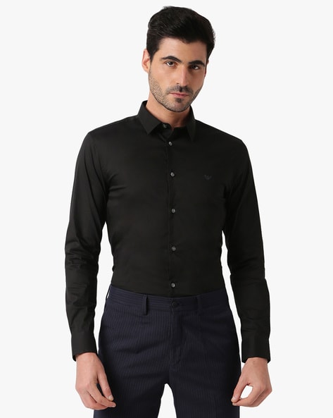 Buy EMPORIO ARMANI Shirt with Eagle Logo Black Color Men AJIO LUXE