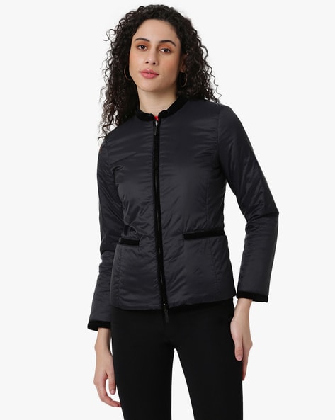 Zip Front Blouson Jacket with Pockets