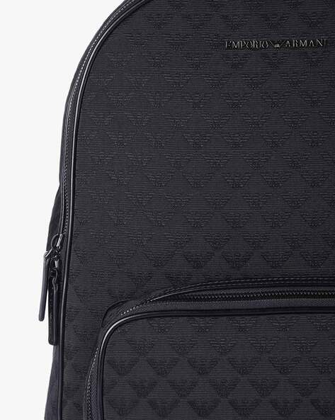 Buy EMPORIO ARMANI All Over Logo Backpack with Zip Closure Black