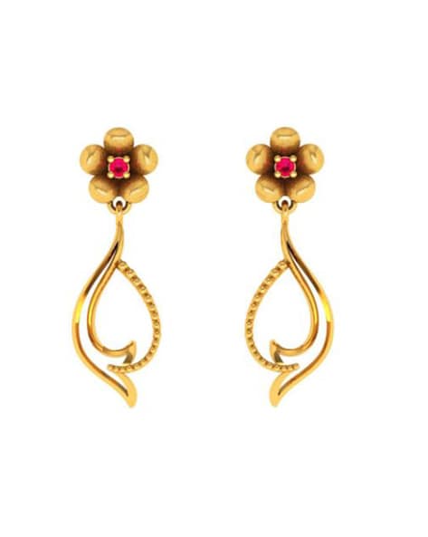 Impressive Flower Design Gold Drop Earring