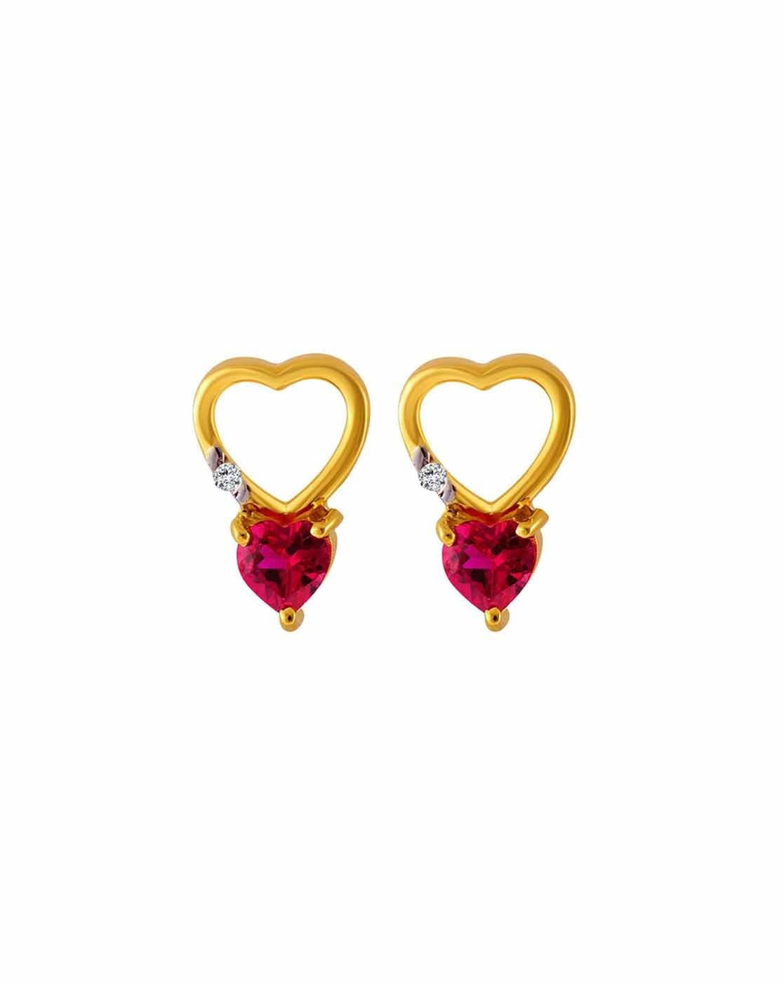 Silver Ruby Heart Perciosa Crystal Earring  Flores Gold  Diamonds