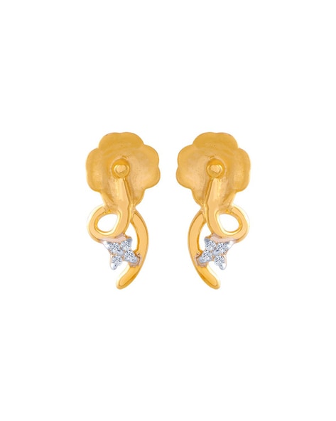P.C. Chandra Jewellers 14k (585) Yellow Gold and American Diamond Stud  Earrings for Women : Amazon.in: Fashion