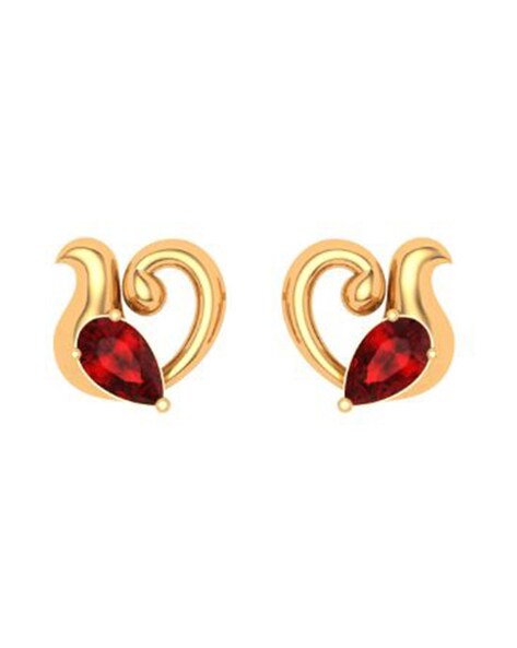 Adorable 22 Karat Gold And Enamel Bird-Shaped Studs