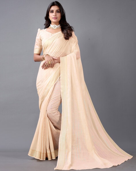 Saree Market: Plain Cream Colour Slik Saree Images