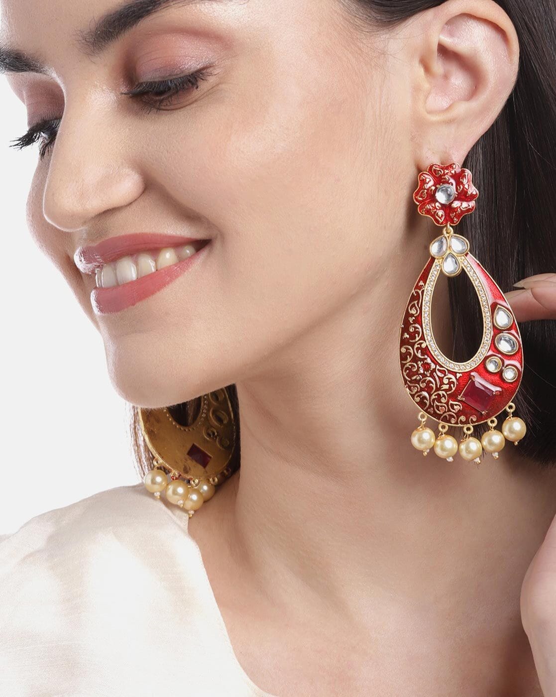 Buy Spill Down Red Crystal Earrings Online. – Odette