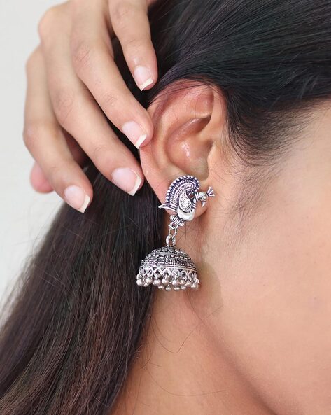 Discover Sparkle Statement Oxidized Silver Drop Earrings  Paksha  Paksha  India