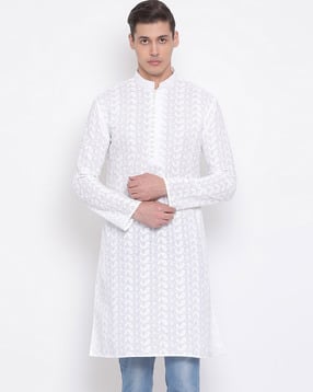 vastramay Embroidered Mandarin Collar Long Kurta-picture-48