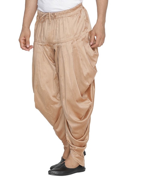 Buy VASTRAMAY Men Gold Cotton Silk Cowl Design Patiala Style Dhoti Pant  VASMCDRG36 at Amazonin