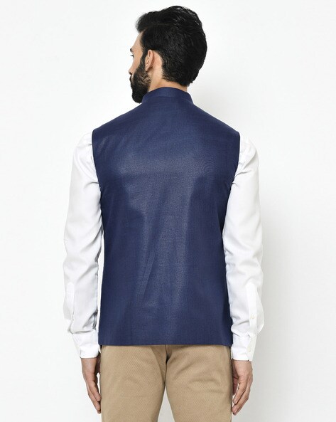 Navy blue nehru on sale jacket