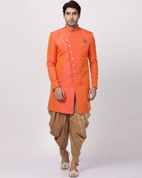 Buy Aryavir Malhotra Black Kurta Asymmetric Sherwani And Dhoti Pant Set  Online  Aza Fashions