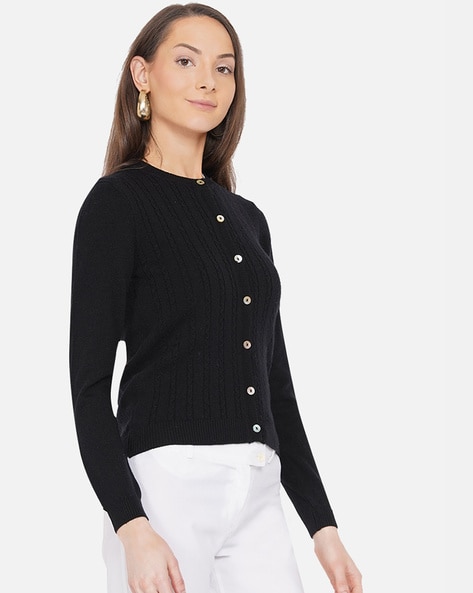 Black sweater with gold cheap buttons