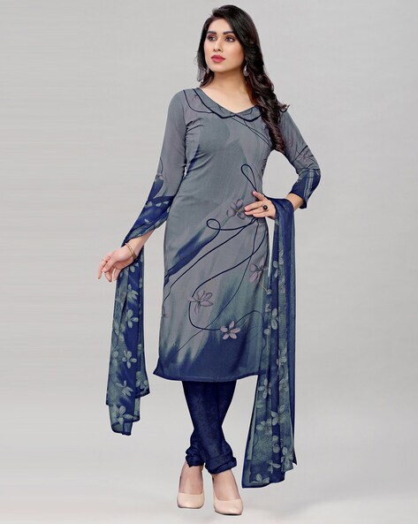 Buy Grey Dress Material for Women by SATRANI Online