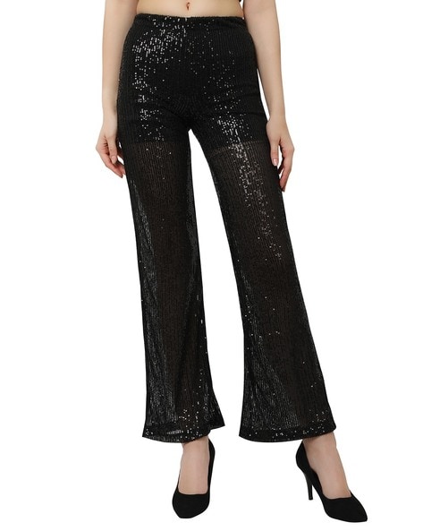 Broadstar Black Relaxed Fit High Rise Flared Trousers