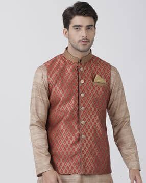 vastramay Floral Woven Nehru Jacket-picture-43