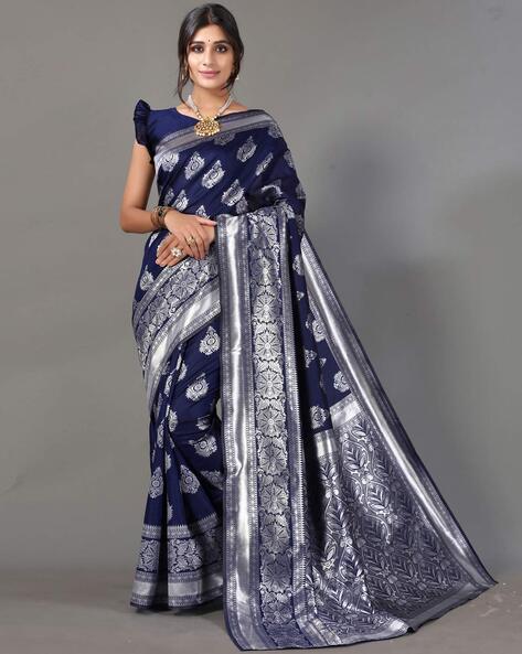 Shop Powder Blue Silk Saree With Mirror Work Online in USA – Pure Elegance
