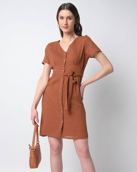 ISCENERY BY VERO MODA Textured Shirt Dress with Belt