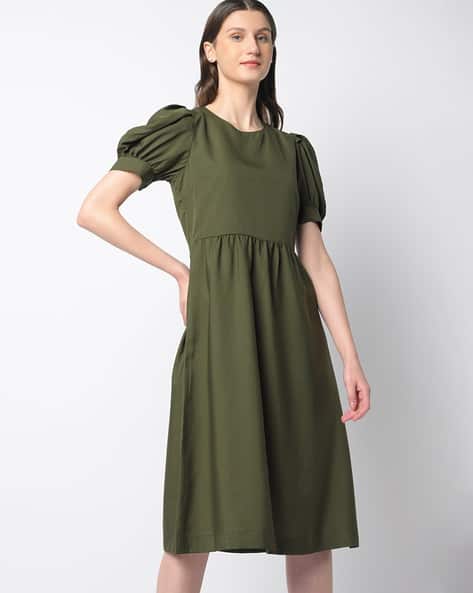 green emerald velvet dress Buy AK Fashion Mall Womens Black Crepe Dress|Fit and Flare | Knee-Length |  Crew Neck | Sleeveless main image 1