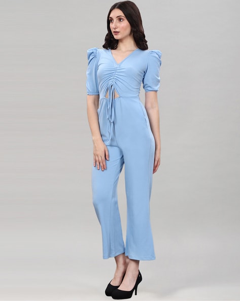 Light blue jumpsuit sales with sleeves