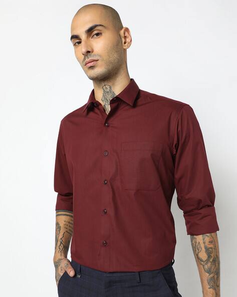 Maroon Shirts for Men by JOHN PLAYERS 