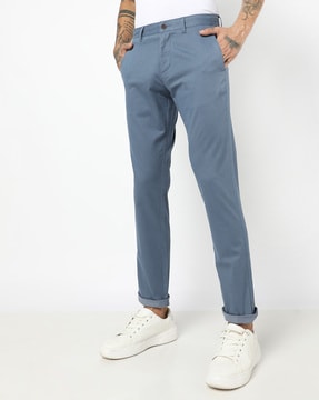 Quiz Blue Belted Tapered Trousers  Lyst UK