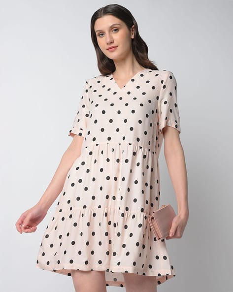 ISCENERY BY VERO MODA Polka Dot V-neck A-line Dress