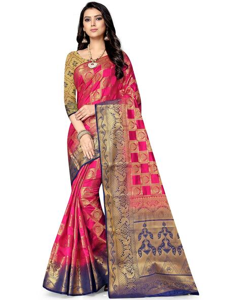 Shree Exports Sea Green & Cream Pure Banarasi Silk Printed Saree, With  Blouse Piece at Rs 6678 in Mumbai