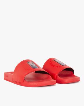 Buy HUGO BOSS Collaborative Brand Print NBA Slides | Red Color Men | AJIO  LUXE