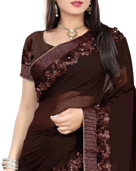 FANCY BANARASI SOFT SILK SAREE WITH UNSTITCHED BLOUSE BLACK – Ethnicgarment