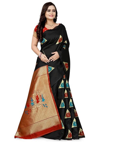 Buy Navy & Green Sarees for Women by Florence Online | Ajio.com