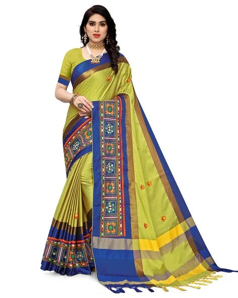 Buy Rushi Fab Woven Banarasi Cotton Silk Dark Green Sarees Online @ Best  Price In India | Flipkart.com