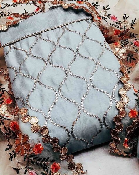 Kora Cotton Dyeable Geomatrical Floral Chikankari Embroidered Fabric –  Siyani Clothing India