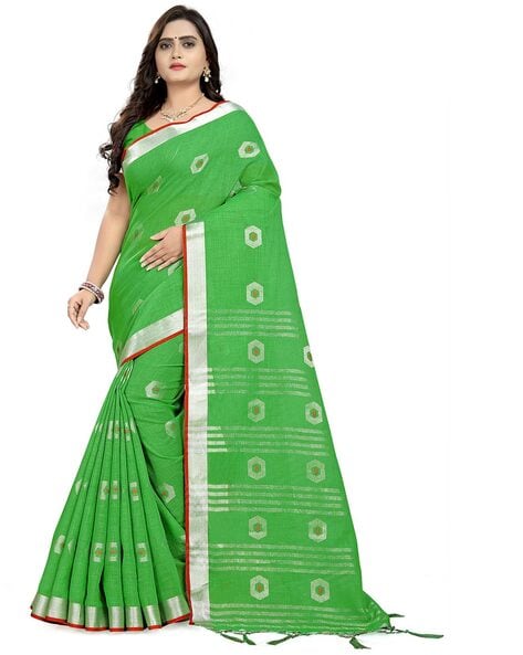 Border Green Party Wear Plain Saree, With blouse piece, 6.30 mtr at Rs  800/piece in Surat