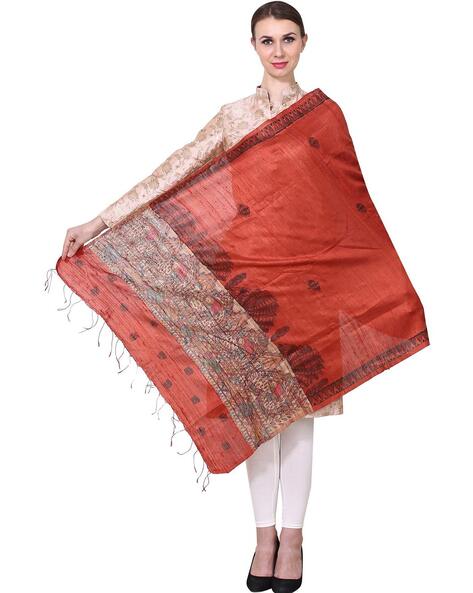 Madhubani Handpainted Designer Silk Dupatta Price in India